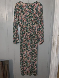 Small Women’s Floral Long LS Spring Summer Dress GUC Straight V Back - Picture 1 of 10