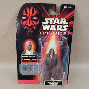 Neu Mace Windu mit Jedi Umhang Comm Tech 1998 Star Wars Episode 1 auf Karte - Bild 1 von 11