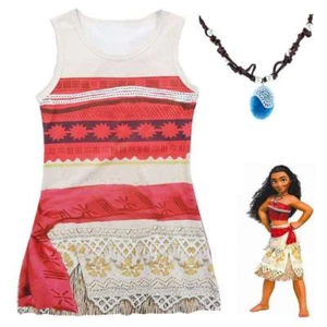 Moana Princess Dress with FREE Necklace Cosplay Costume - Size 4-9 years - Picture 1 of 4