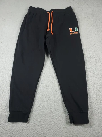 University Miami Hurricanes UM Pants Mens Large Black Joggers Sweatpants Cover
