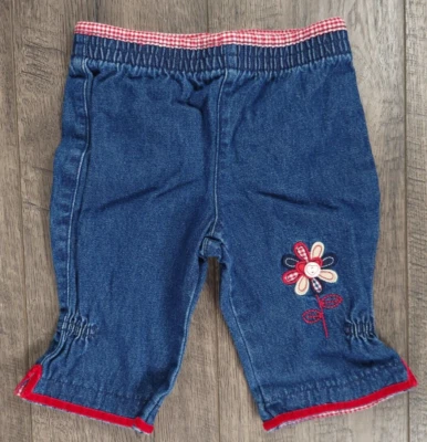 Baby Girl Clothes Miniwear 3-6 Month Elastic Waist Red White Blue 4th July Jeans - Image 1 of 3