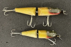 Lote de señuelos vintage articulados Chub Pikie 2 tamaños ojos de vidrio - Imagen 1 de 24