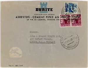 ITALY TRIESTE 1950 AMG MILITARY GOVT. FRANKING ADVERT ENV CASTLE DURITE AIRMAIL - Picture 1 of 2