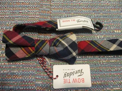 Pajarita Tuesday 100% Algodón Rojo Gris Pajarita a Cuadros SR$40 NUEVO Foto 1 de 2