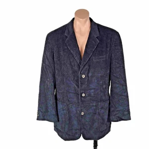 Vintage Eddie Bauer Corduroy Blazer Jacket Sport Coat Mens L 42 Navy 3 Button - Picture 1 of 9