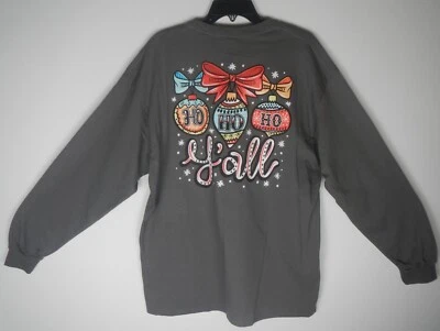 Southern Y'all Women's Christmas in the South Gray Ornaments Long Sleeve T-Shirt - Image 1 of 4