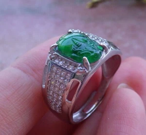 Certified Green silver 925 A JADE Jadeite Dragon Pi Xiu RING USA 9.25 戒指 567400 - Picture 1 of 10