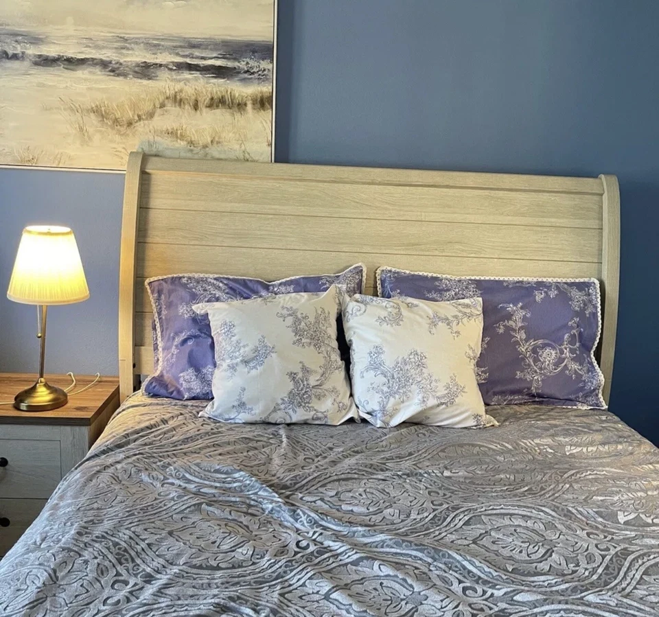 Juego de 4 fundas de almohada cuadradas azules y blancas 100 % algodón nuevas sin etiquetas Foto 1 de 1