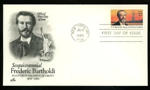 STATUE OF LIBERTY SCULPTOR AUGUSTE BARTHOLDI 1985 ARTCRAFT CACHET FDC VF UNADDR - Picture 1 of 1