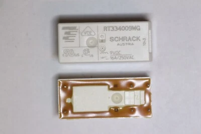 SCHRACK 10 pezzi relè n.55 vite RT334009WG 9 V 1 chiusura 16 Amp.