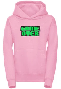 GAME OVER Design Pink Hoodie Kids Boys Girls Gaming Gamer Hoody Winter Streamer - Picture 1 of 7