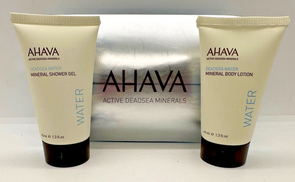 NUEVO en caja AHAVA Deadsea Agua Mineral Gel de Ducha y Loción Corporal 40ml Set de Regalo Foto 1 de 1