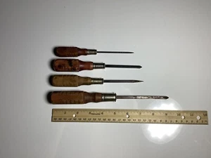 Set Of 4 Vintage Screwdrivers, Wood Handle - Picture 1 of 4