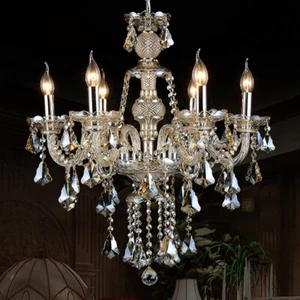 Luxury Crystal Deco Pendant Light Parlor Semi Flush Mount Ceiling Light Fixture - Picture 1 of 11