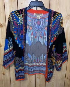 Flying Tomato Kimono Damen große offene Strickjacke mehrfarbig 100% Viskose Boho - Bild 1 von 5