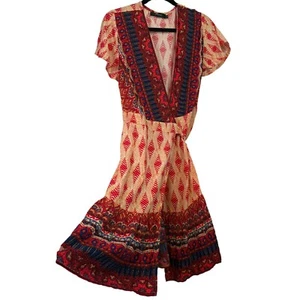 Zesica Women's Vibrant Aztec Geometric True Wrap Dress Size Large - Picture 1 of 9