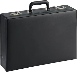 New Mens Briefcase Carrying Case Black Vinyl Combination Lock Messenger Business - Picture 1 of 7