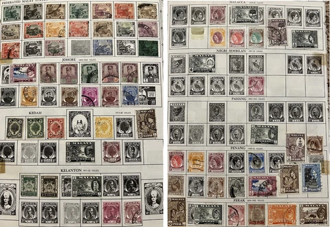 LOT OF FEDERATED MALAY STATES STAMPS JOHORE, KEDAH, KELANTON, MALACCA, PENANG Cover