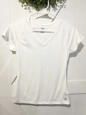 Camiseta Soffe 1505V Dri Performance para mujer cuello en V blanca talla XS 100 % poliéster Foto 1 de 3