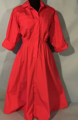 Vestido Vintage Años 70 Sunshine Starshine Sólido Fucsia ☼ Rosa Mezcla Algodón Talla M Defecto Foto 1 de 4