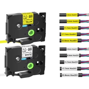für P-Touch Drucker Schrumpfschlauch-Kassette Kompatibel Brother HSe 211 611 651 - Picture 1 of 21