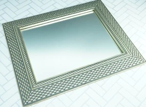 Vintage Silver and Black Woven Ornate Mirror 14" - Picture 1 of 11