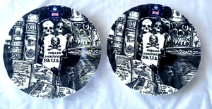 PLATOS DE ALMUERZO ROYAL WESSEX Halloween calaveras borrachas encurtidas 8" (dos) etiqueta nueva - Imagen 1 de 3
