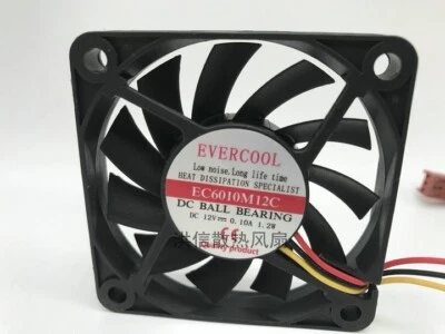 EVERCOOL EC6010M12C DC12V 0.10A 1.2W 60 * 10MM 60mm 3-wire cooling fan 3pin - Image 1 of 3