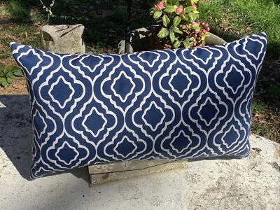 Синий и белый дизайн ~ декоративная подушка ~ прямоугольник ~ вниз заполнения ~ Бесплатная доставка ~ 23 «L x 13» H ~ - Изображение 1 из 4