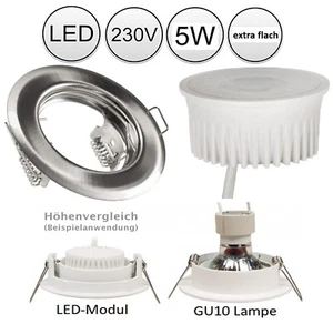 3 faretti led incasso 55mm misura foro 230V piatto 5W modulo luce incasso spot incasso - Foto 1 di 8