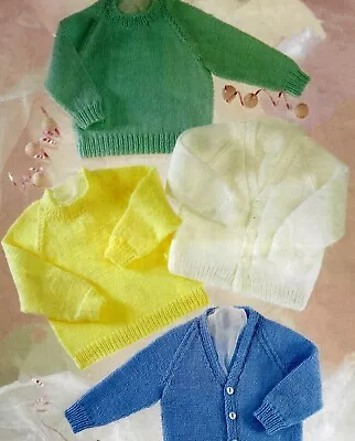 BABY CARDIGANS & JUMPERS KNITTING PATTERN IN DK & 4PLY TO FIT PREM-2YEARS D73 - Image 1 of 2