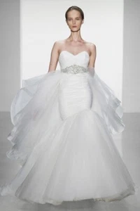 Kenneth Pool By Amsale Charlize Ivory Tulle Wedding Dress Bridal Sz 12/ Street 8 - Picture 1 of 8