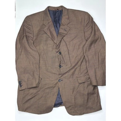 Blazer Abrigo Deportivo Chaqueta Para Hombre Vintage Marrón Estampado Geométrico Lana Talla 26 Foto 1 de 4