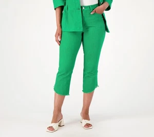 Studio Park x Jane Treacy Petite Twill Kick Flare Jeans Kelly Green 28W Neu - Bild 1 von 4