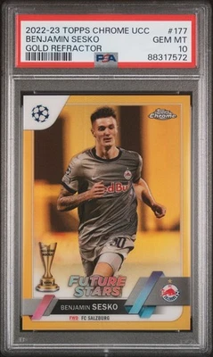🔥 2022-23 TOPPS CHROME UCC BENJAMIN SESKO #177 GOLD REFRACTOR /50 PSA 10 🔥 - Image 1 of 2