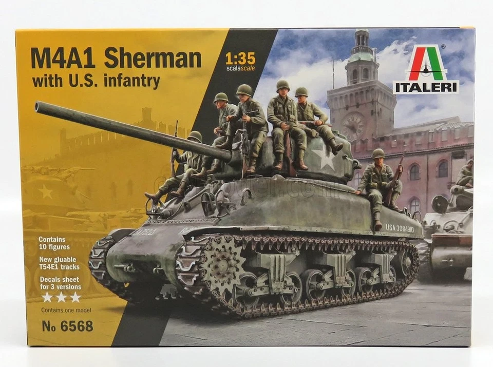1/35 ITALERI - SHERMAN - M4A1 SHERMAN TANK  WITH 10 FIGURES US INFANTRY IT6568 - Immagine 1 di 1