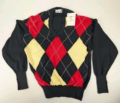 Suéter De Colección Clark & Gregory Para Hombre Cuello en V Algodón Rojo/Negro. Dia. Golf nuevo con etiquetas nos Foto 1 de 4