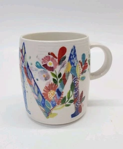 Anthropologie Starla M. Halfmann Petal Palette Monogram Letter M Coffee Mug Cup - Picture 1 of 10