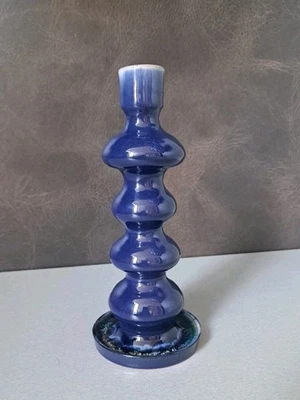 Kerzenhalter- Jürgel-Keramik Handarbeit Elstra DDR kobaltblau Kerzenständer 21cm - Bild 1 von 4