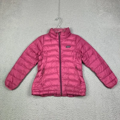Patagonia Down Sweater Jacket Girls Youth Small Pink Full Zip Puffer Kids 68231 - Image 1 of 4