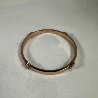 Tory Burch Rose Gold Tone Classic Logo Design Women’s Bangle Bracelet - Image 1 of 4