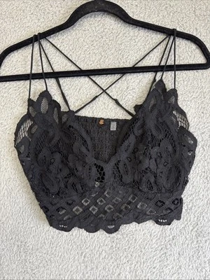 Sexy Camiseta sin mangas Free People One para mujer talla mediana negra de encaje Foto 1 de 4