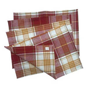 Pier 1 Karo Baumwolle Tischsets Set 4 14x19 Rot Gold Rustikal Lodge Hütte Dekor - Bild 1 von 7