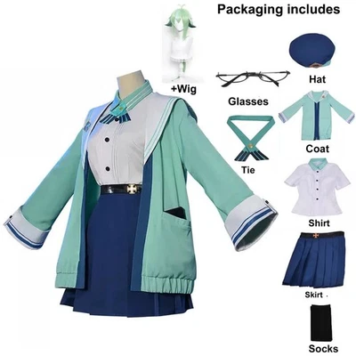 Disfraz Peluca Genshin Impacto Sacarosa Anime Pelo Largo Verde Juegos con disfraces Uniformes Vestido  Foto 1 de 4