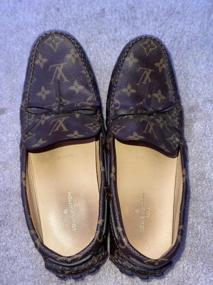 Louis Vuitton Men’s Loafers Size 7.5 –Authentic LV Monogram Flats Designer Shoes - Image 1 of 4