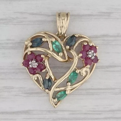 Round Cut Simulated Ruby Women's Stunning Heart Pendant 14K Yellow Gold Plated - Изображение 1 из 4
