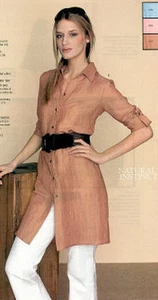 Fashionista Nuevo $169 Camisa Vestido con Cinturón XS S Mezcla de Lino Iridiscente - Imagen 1 de 1