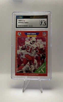 1989 PRO SET #494 BARRY SANDERS DETROIT LIONS ROOKIE CSG 7.5 MINT - Image 1 of 2