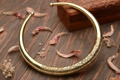 Halsreif Choker Necklace Brass 15.5cm Floral Engraving Collier Collana - Bild 1 von 4