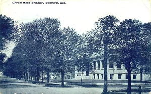 STRASSENSZENE, OCONTO, WISCONSIN, ALTE POSTKARTE - Bild 1 von 2